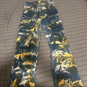 Daisy Blue and Yellow Flare Jeans